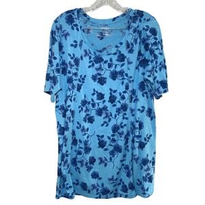 J. Jill blue floral tunic women's xl Pima cotton boho comfy casual‎ everyday